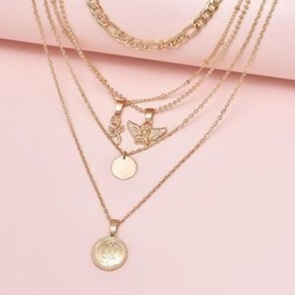 Bohemian Boho Rose Pendant Multilayer Necklace - Picture 3 of 3